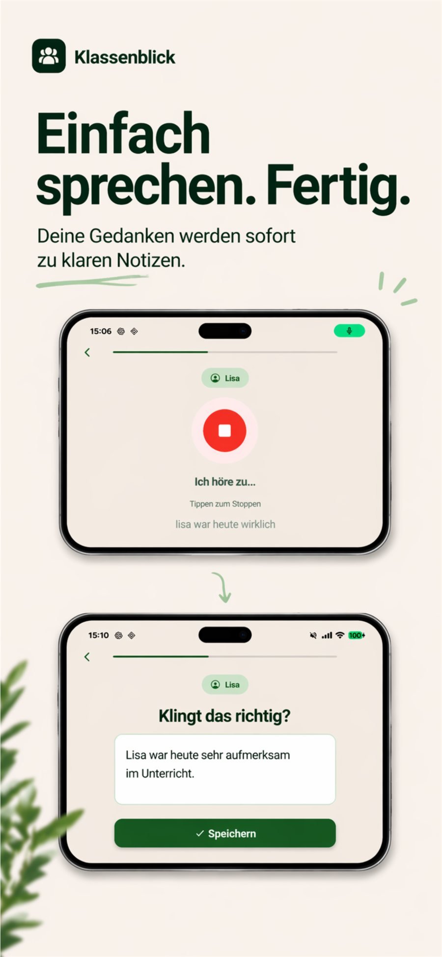 Voice-Notiz wird automatisch zugeordnet